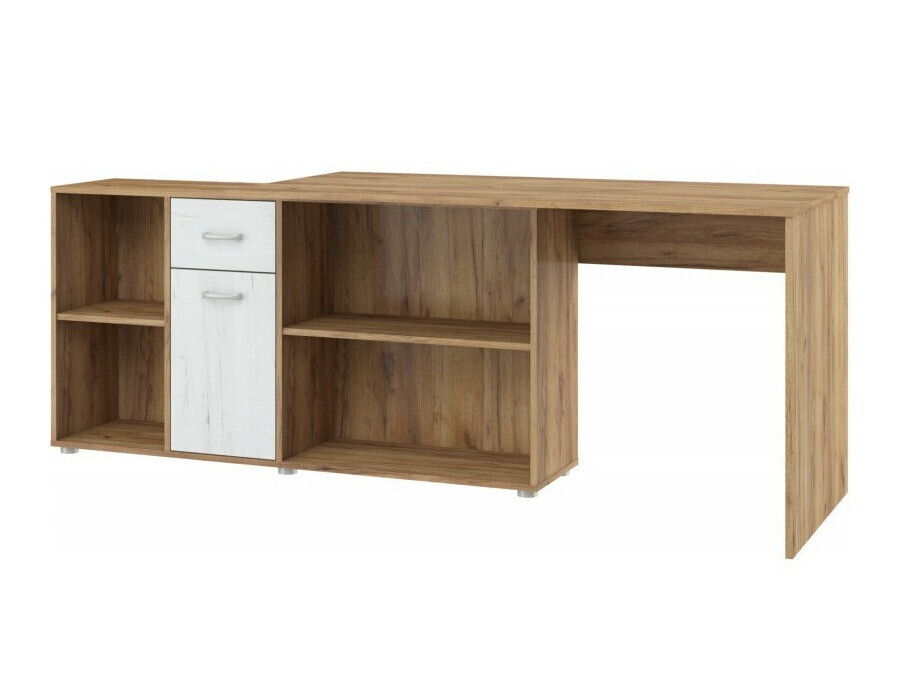 Mesa de ordenador esquinera Gilroy 113 (Craft roble + Arte blanco)
