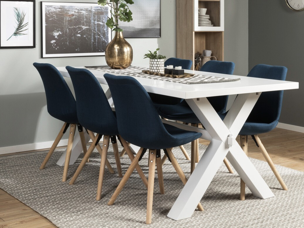 Conjunto de comedor Scandinavian Choice 677 (Azul + Marrón)