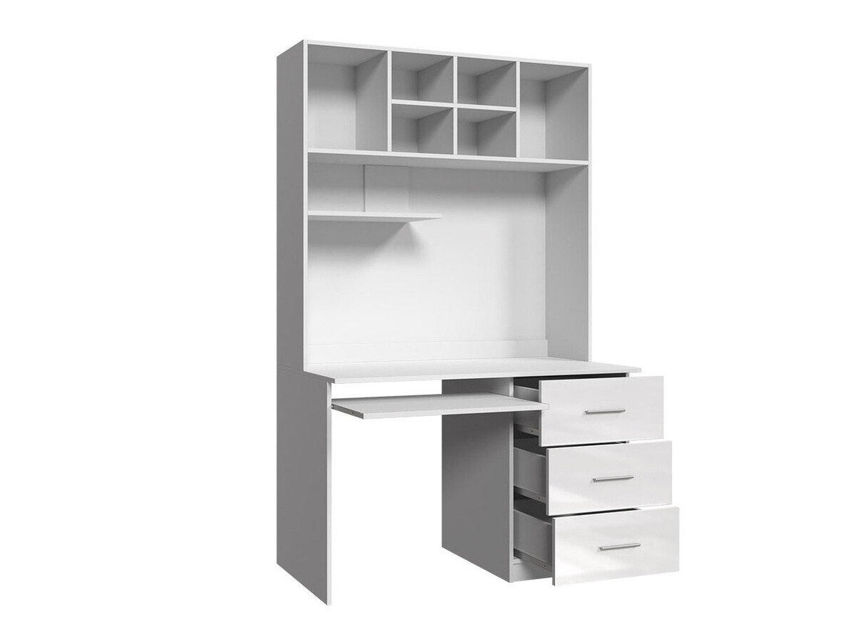 Mesa de oficina Campus (Blanco + Blanco brillante + Rosa brillante)