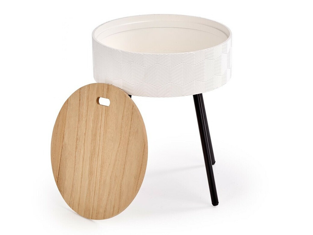 Mesa auxiliar Houston 606 (Blanco + Luminoso madera + Negro)