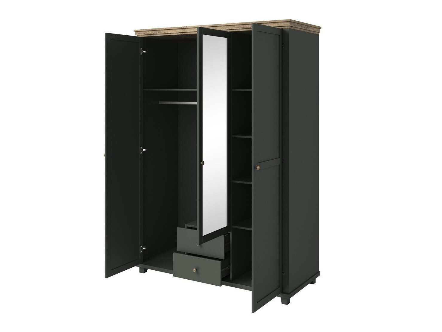 Armario Tolnue 114 (Verde oscuro + Roble de lefkada)