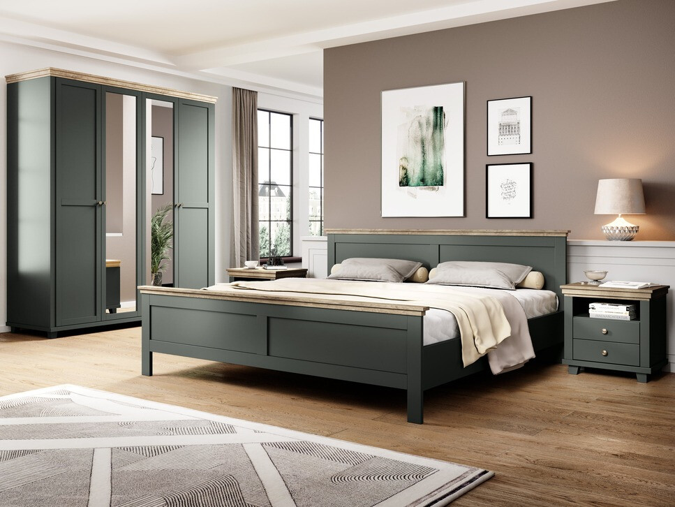 Armario Tolnue 115 (Verde oscuro + Roble de lefkada)