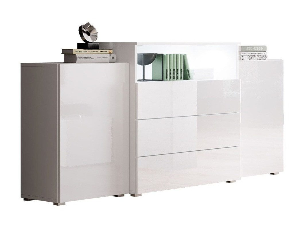 Cómoda Sarasota 127 (Blanco + Blanco brillante)