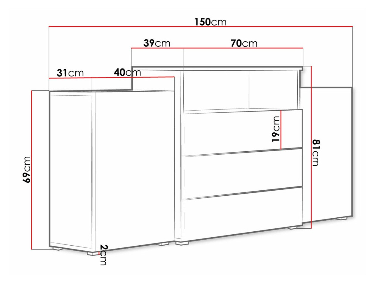Cómoda Sarasota 127 (Grafito)