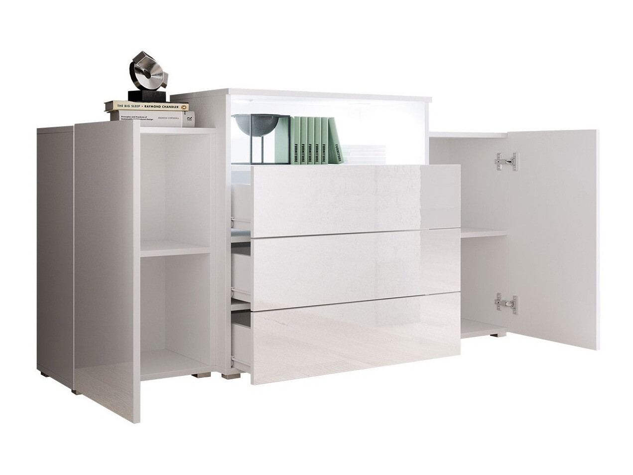 Cómoda Sarasota 127 (Roble wotan + Blanco brillante)