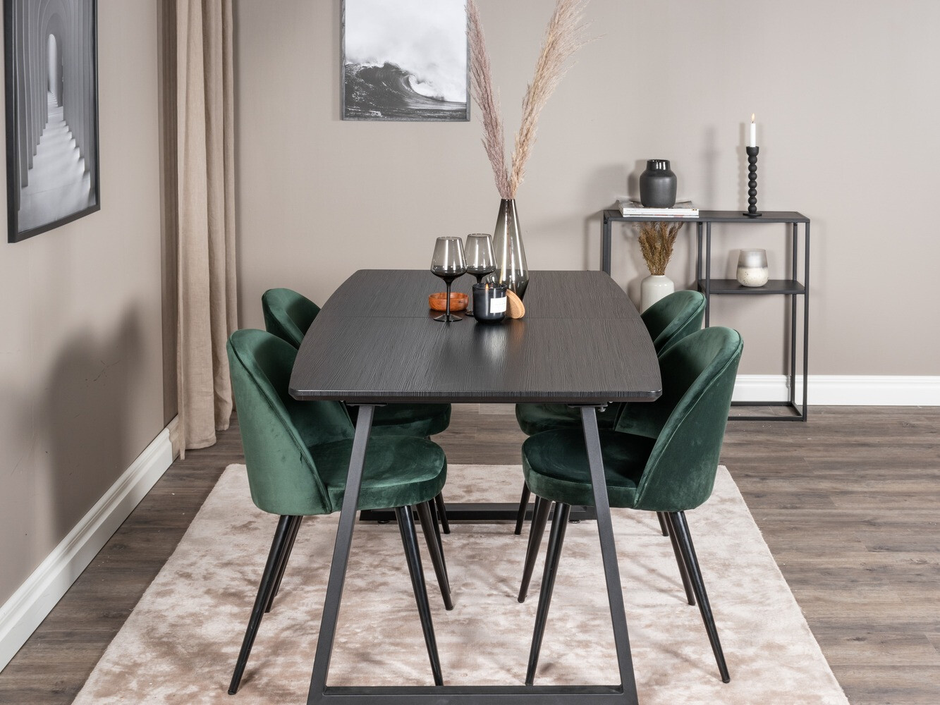 Conjunto de comedor Dallas 1609 (Verde + Negro)