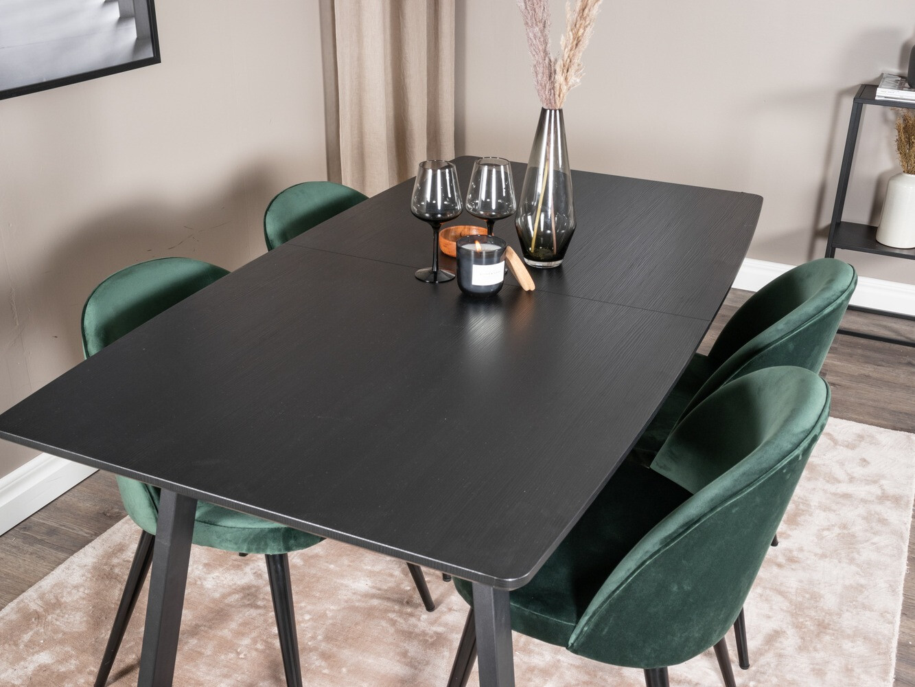 Conjunto de comedor Dallas 1609 (Verde + Negro)