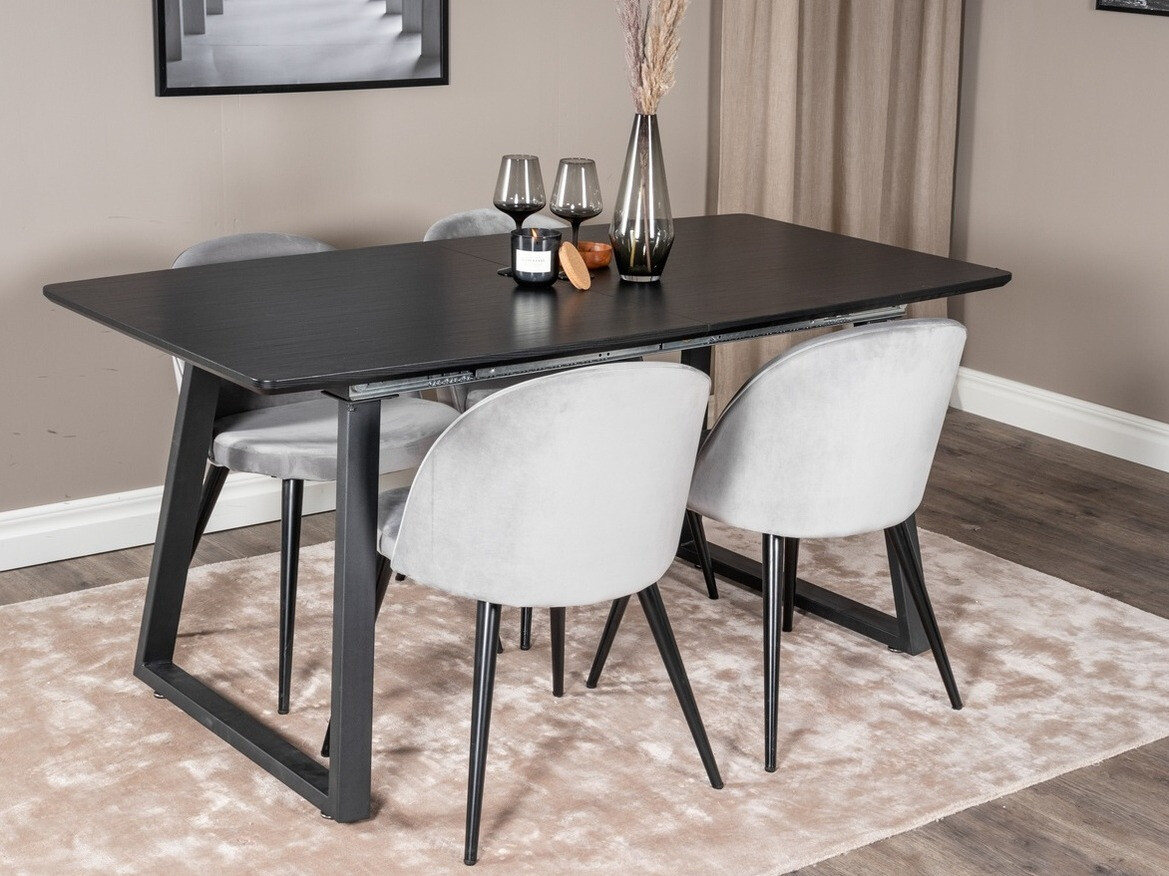 Conjunto de mesas y sillas para comedor Dallas 1609 (Gris + Negro)
