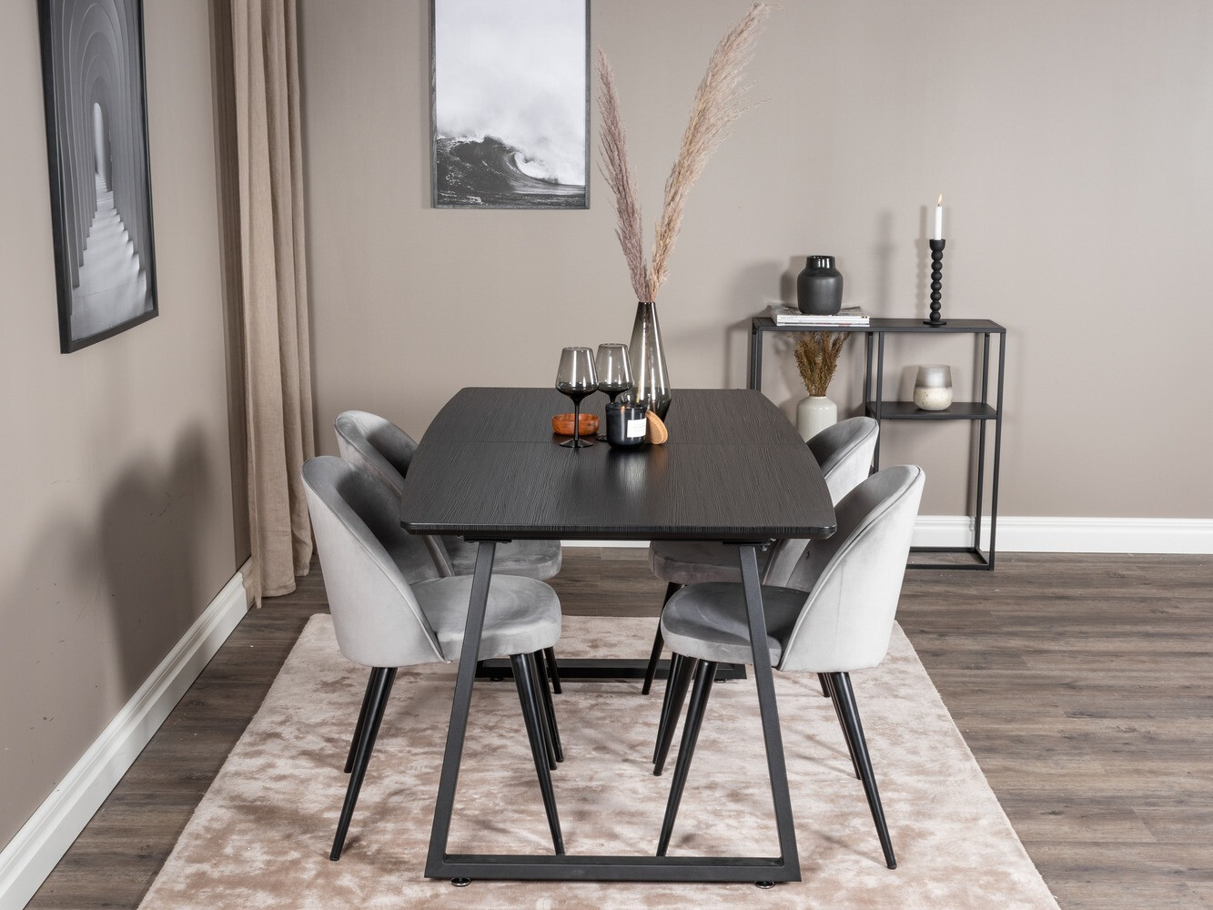 Conjunto de mesas y sillas para comedor Dallas 1609 (Gris + Negro)