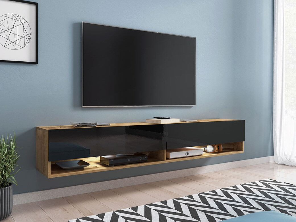 Mueble TV Sarasota 119 (Roble wotan + Negro brillante)