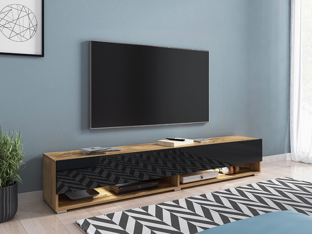 Mueble TV Sarasota 119 (Roble wotan + Negro brillante)