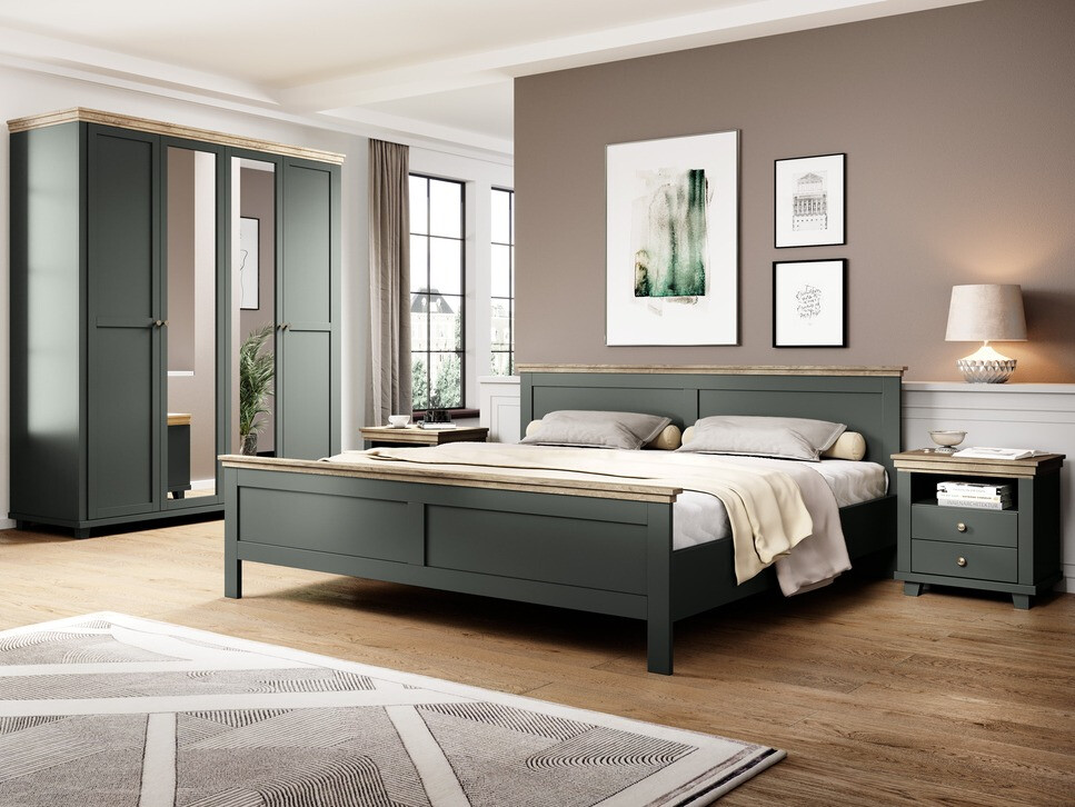 Cama Tolnue 120 (Verde oscuro + Roble de lefkada)