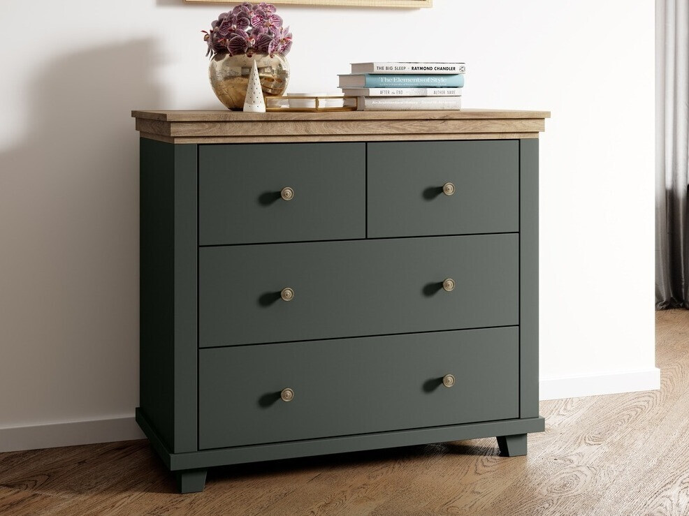 Cómoda Tolnue 118 (Verde oscuro + Roble de lefkada)
