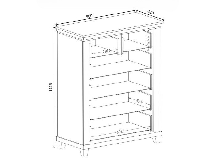 Cómoda Tolnue 121 (Verde oscuro + Roble de lefkada)