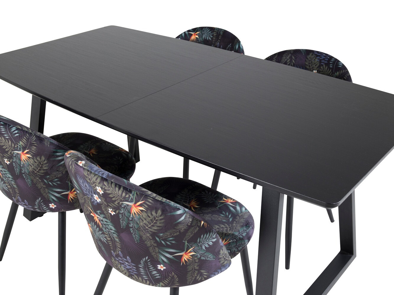 Conjunto de comedor Dallas 1609 (Patrón floral + Negro)
