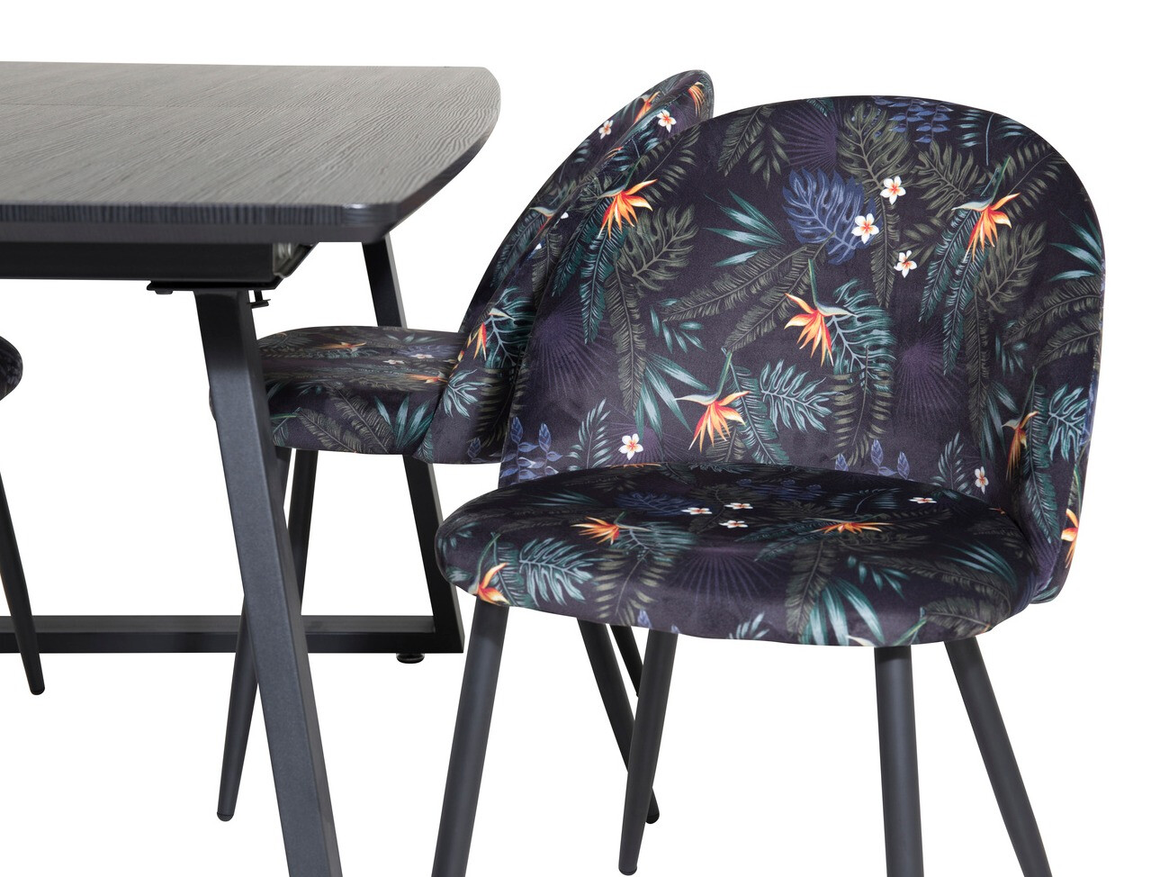 Conjunto de mesas y sillas para comedor Dallas 1609 (Patrón floral + Negro)