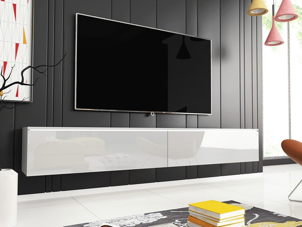 Mueble TV Sarasota 121 (Blanco + Blanco brillante)