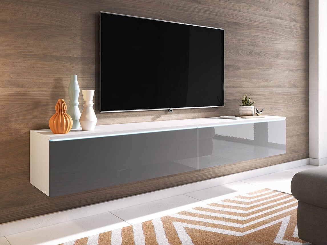 Mueble TV Sarasota 121 (Blanco + Gris brillante)