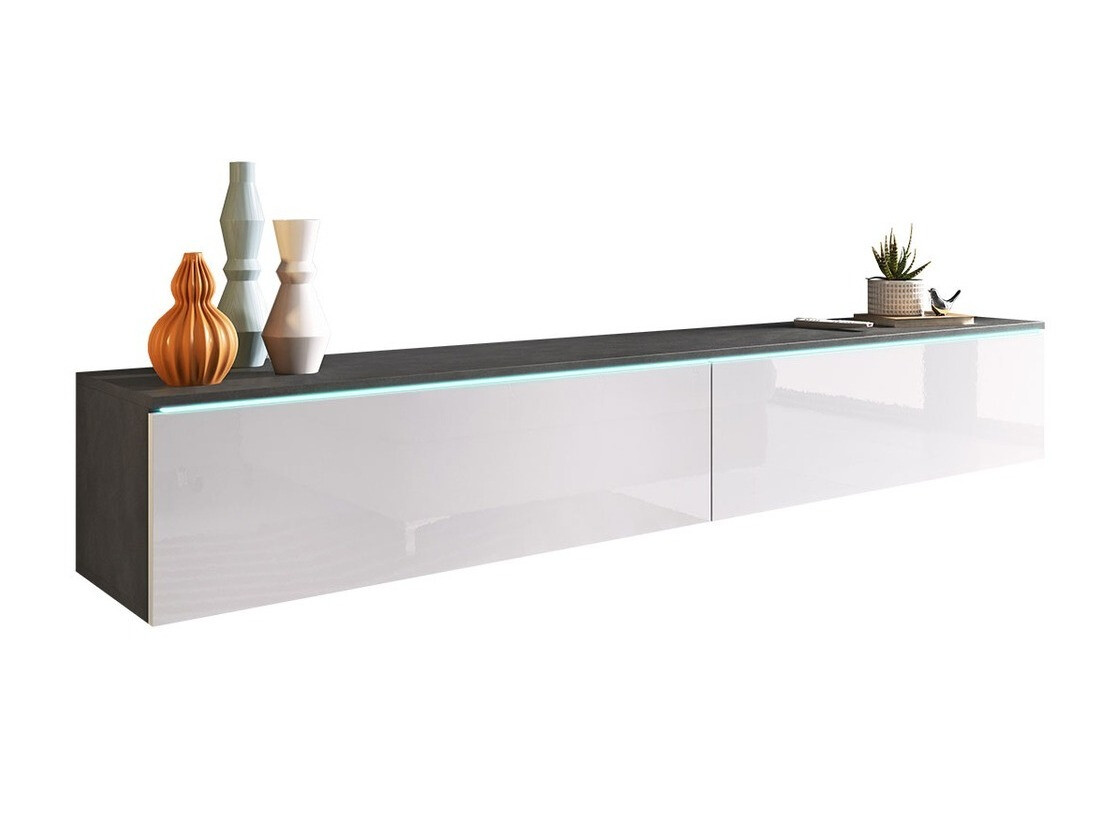 Mueble TV Sarasota 121 (Madera gris + Blanco brillante)