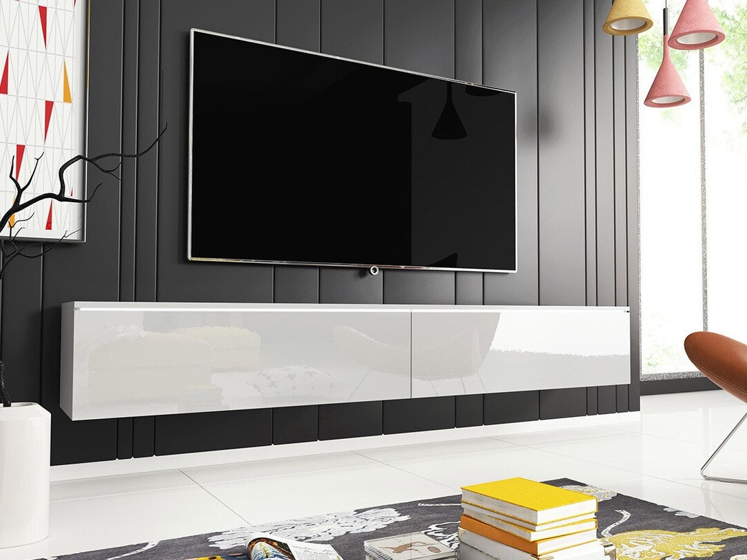 Mueble TV Scientia I (Blanco + Blanco brillante)