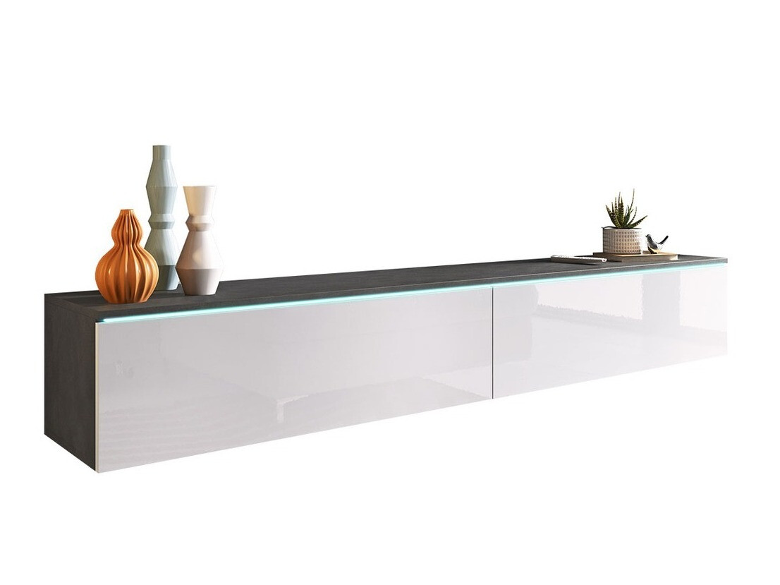 Mueble TV Scientia I (Madera gris + Blanco brillante)