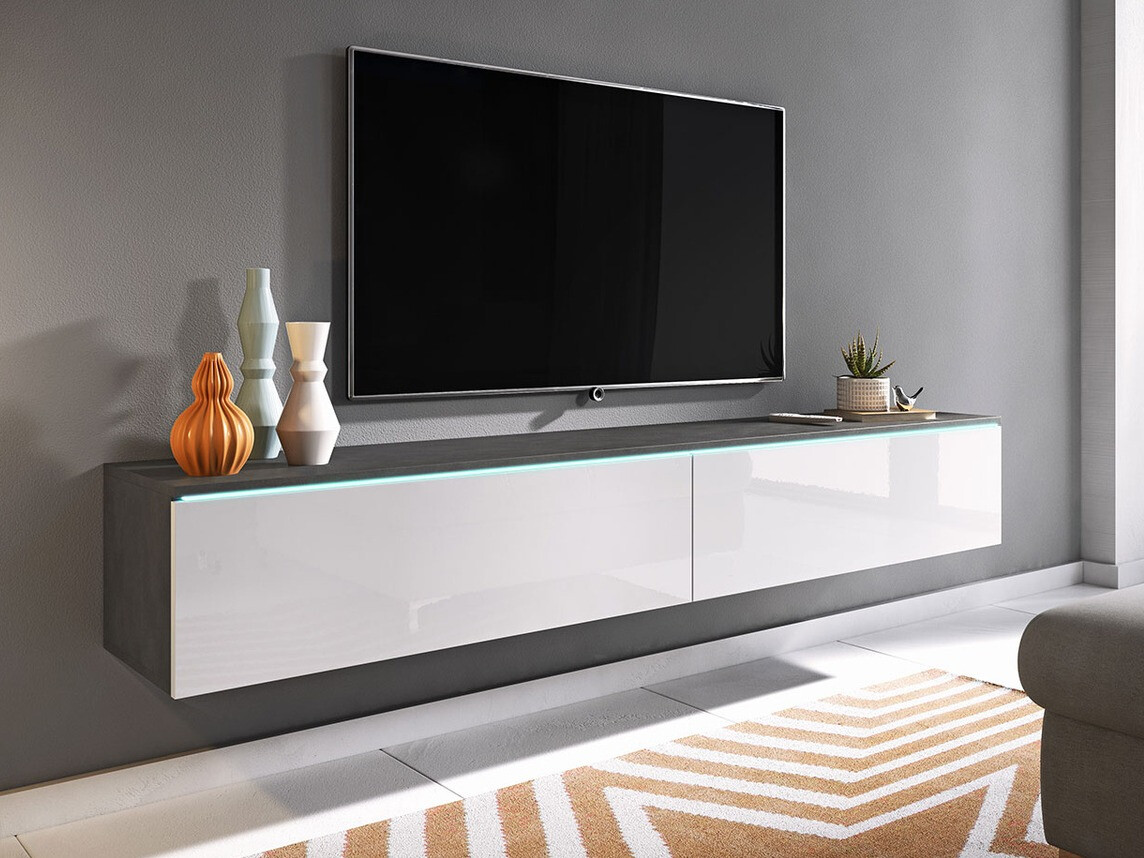 Mueble TV Scientia I (Madera gris + Blanco brillante)