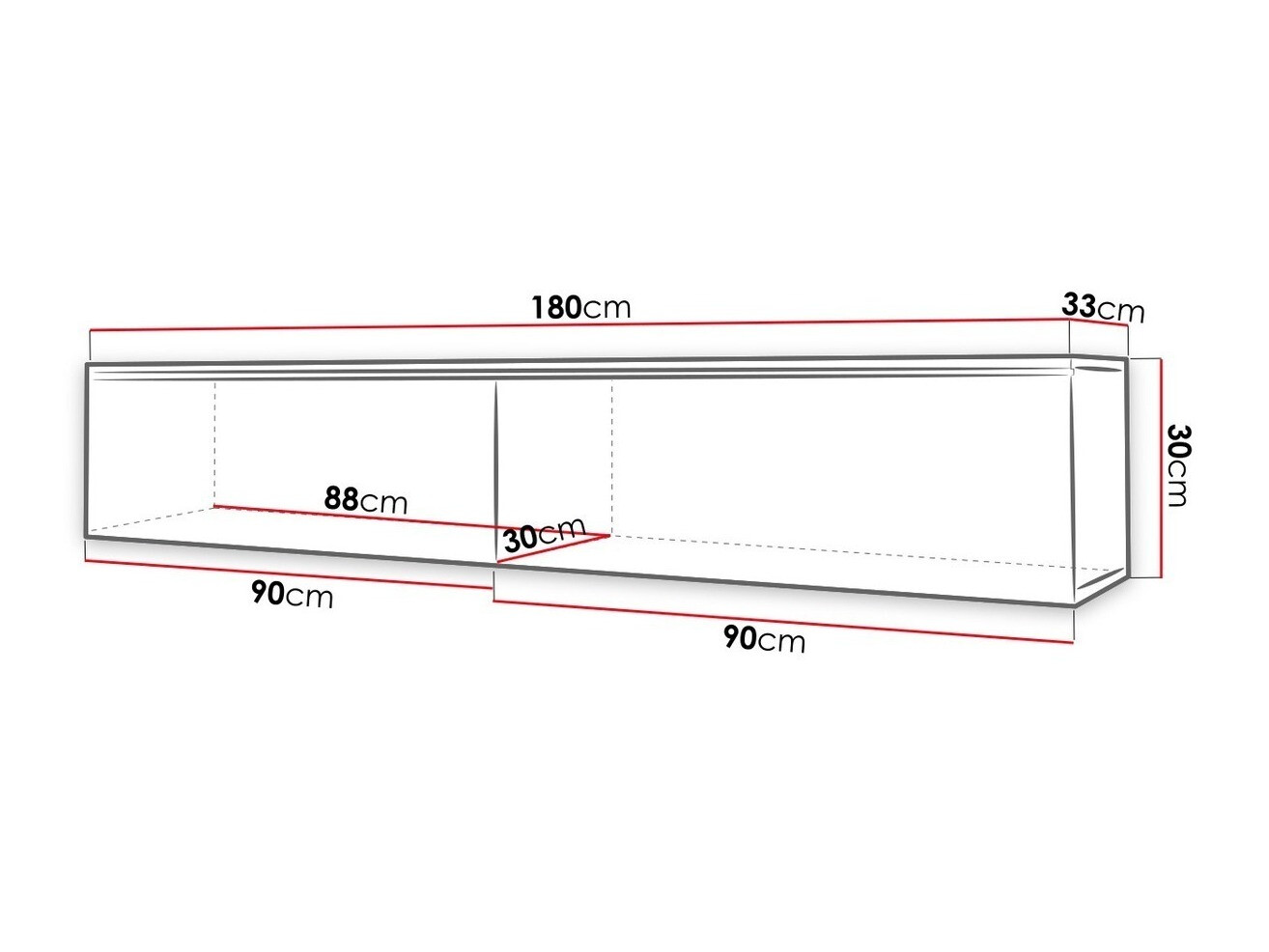 Mueble TV Scientia I (Madera gris + Blanco brillante)