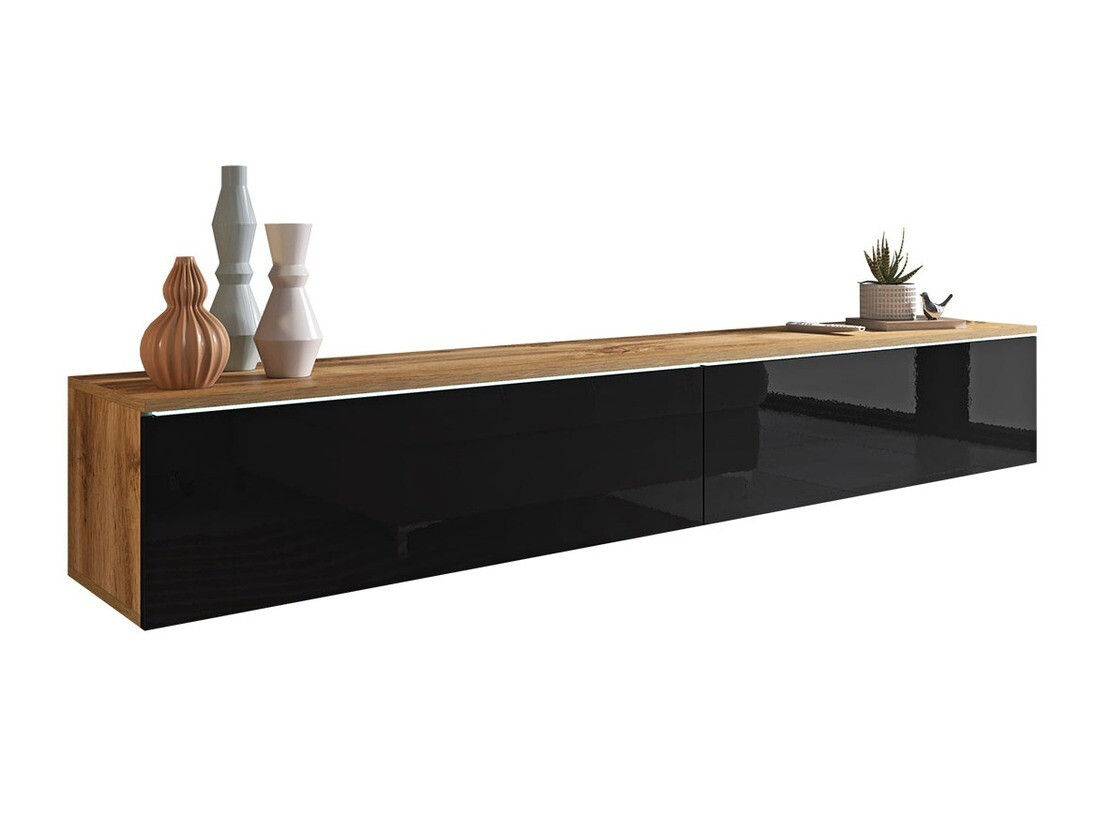 Mueble TV Scientia I (Roble wotan + Negro brillante)