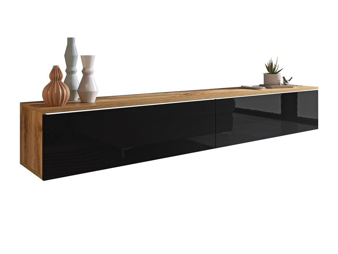 Mueble TV Scientia I (Roble wotan + Negro brillante)