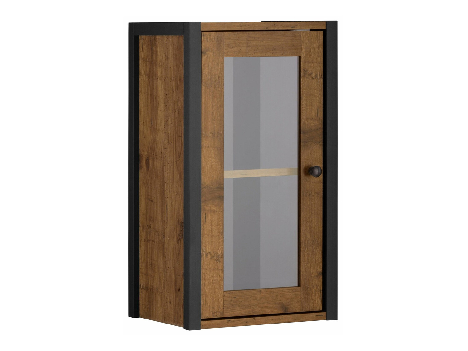 Armario colgante para baño Larnovo 118 (Negro + Roble oscuro)