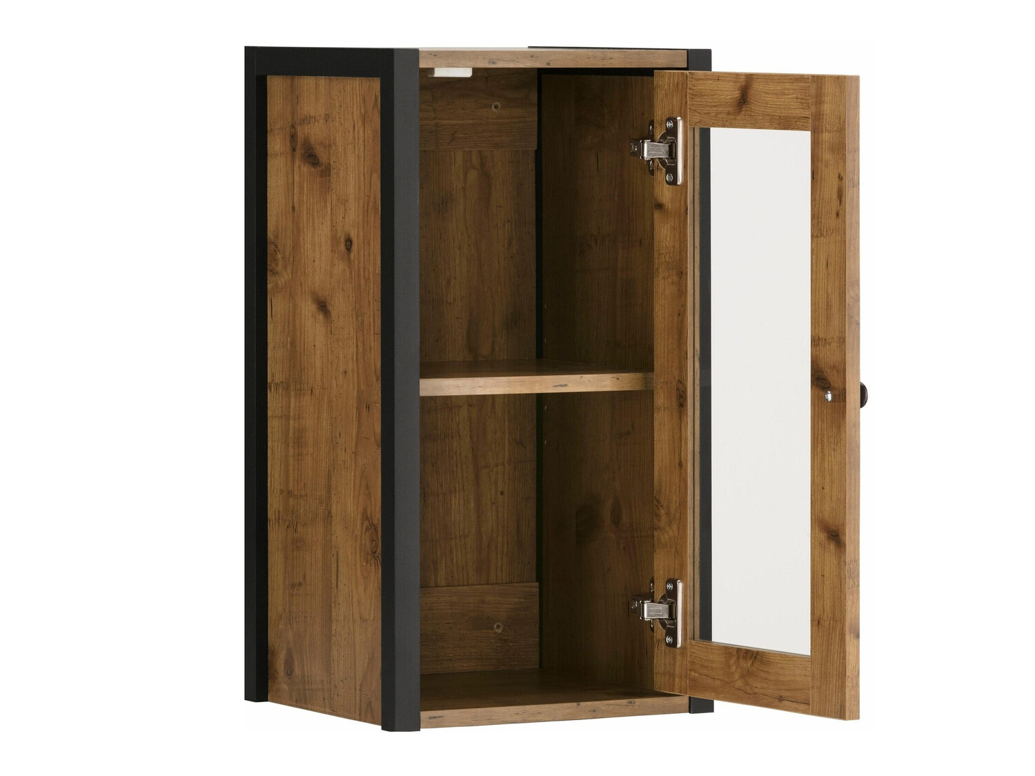 Armario colgante para baño Larnovo 118 (Negro + Roble oscuro)