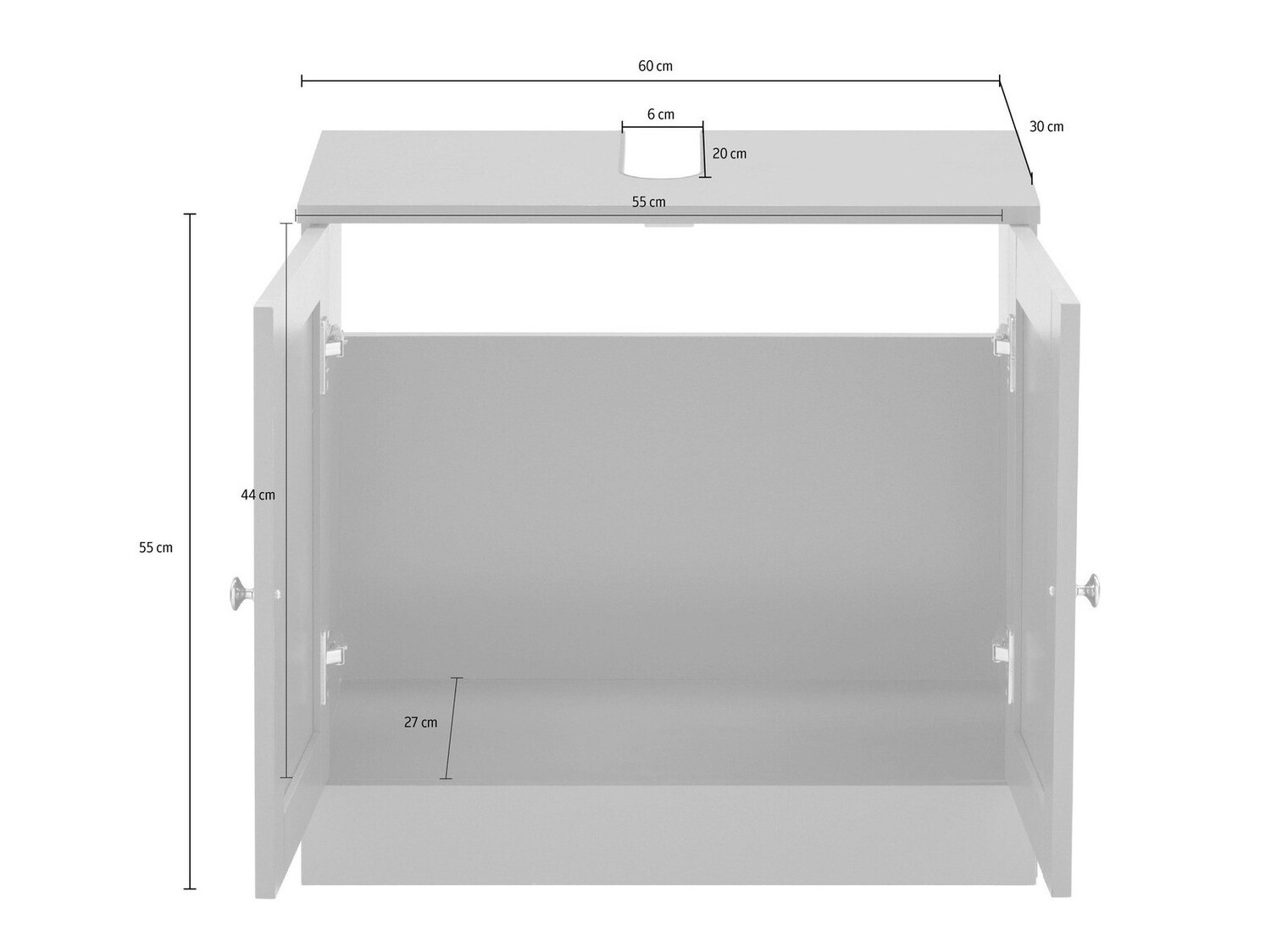 Armario de baño de pie para lavabo Elmvene 106 (Blanco)