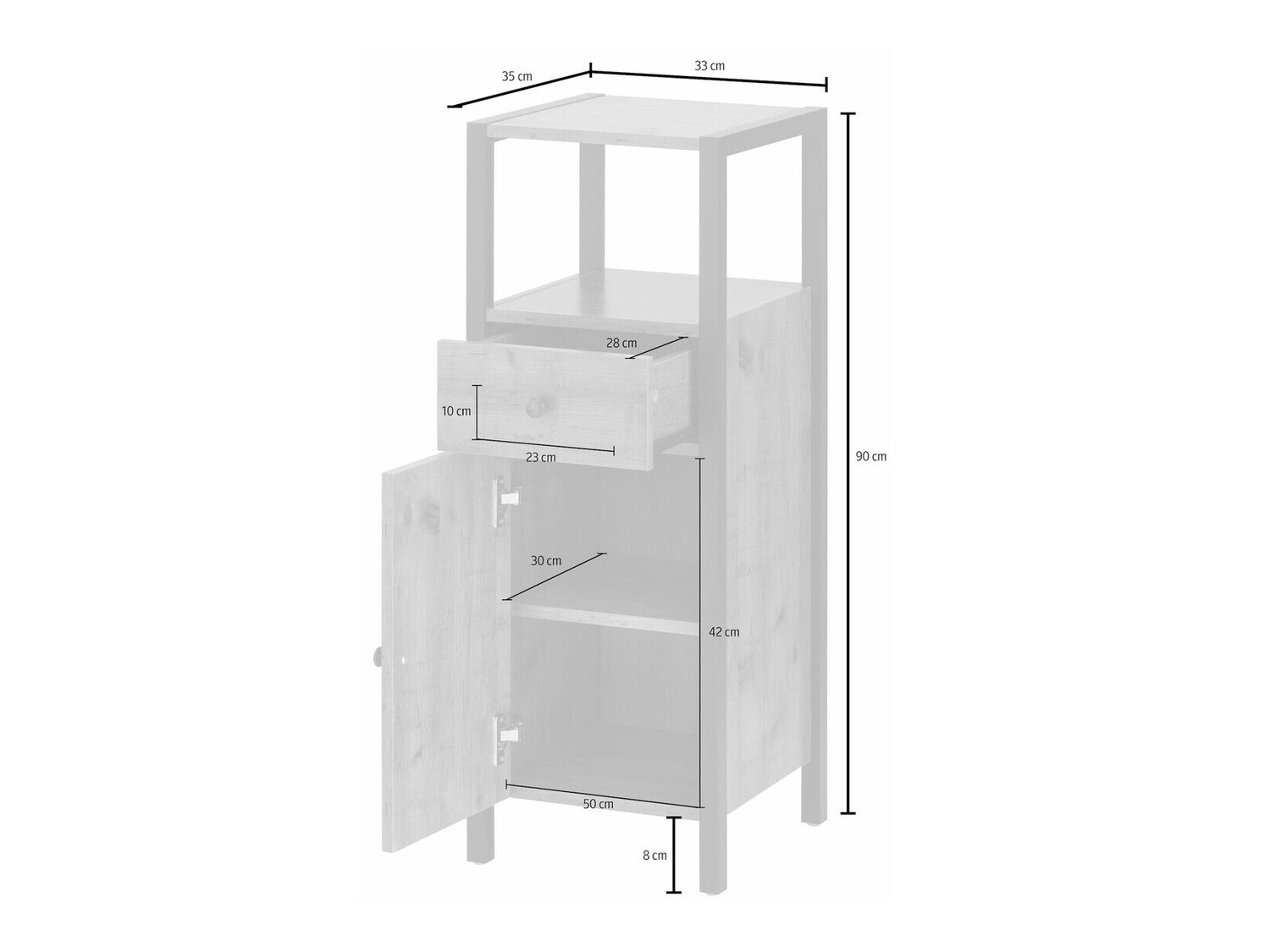 Armario de pie para baño Larnovo 112 (Roble oscuro + Negro)