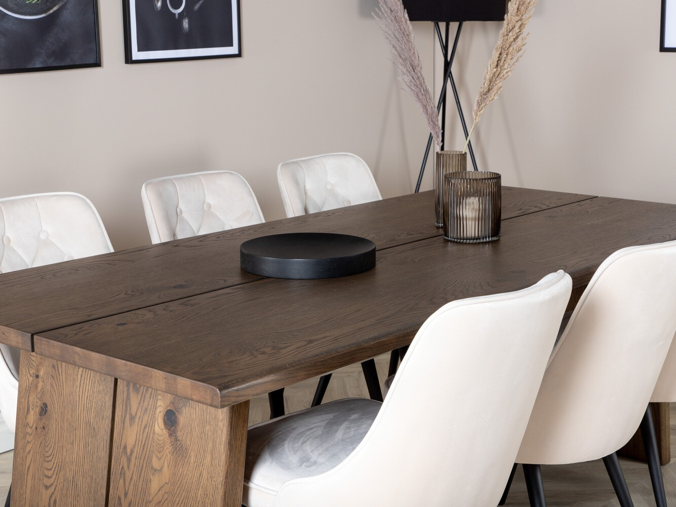 Conjunto de mesas y sillas para comedor Dallas 1807 (Negro + Beige)