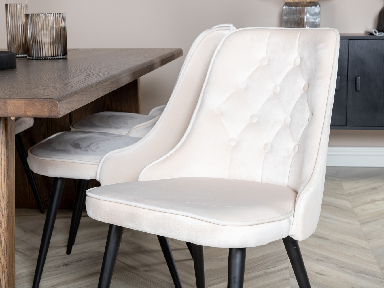 Conjunto de mesas y sillas para comedor Dallas 1807 (Negro + Beige)