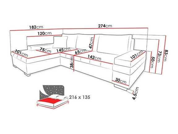 Sofá rinconero Comfivo Olivetum I (Soft 017 + Lawa 05)