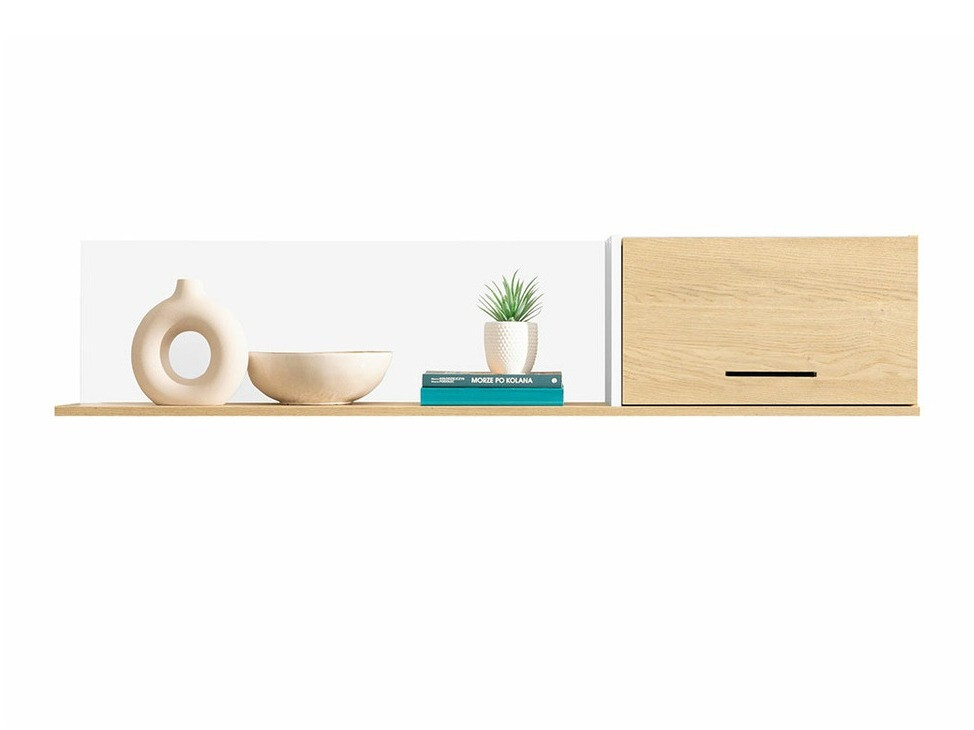 Estantería de pared Omaha S112 (Blanco + Roble claro)