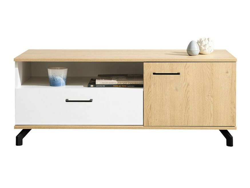 Mueble TV Omaha S107 (Blanco + Roble claro)