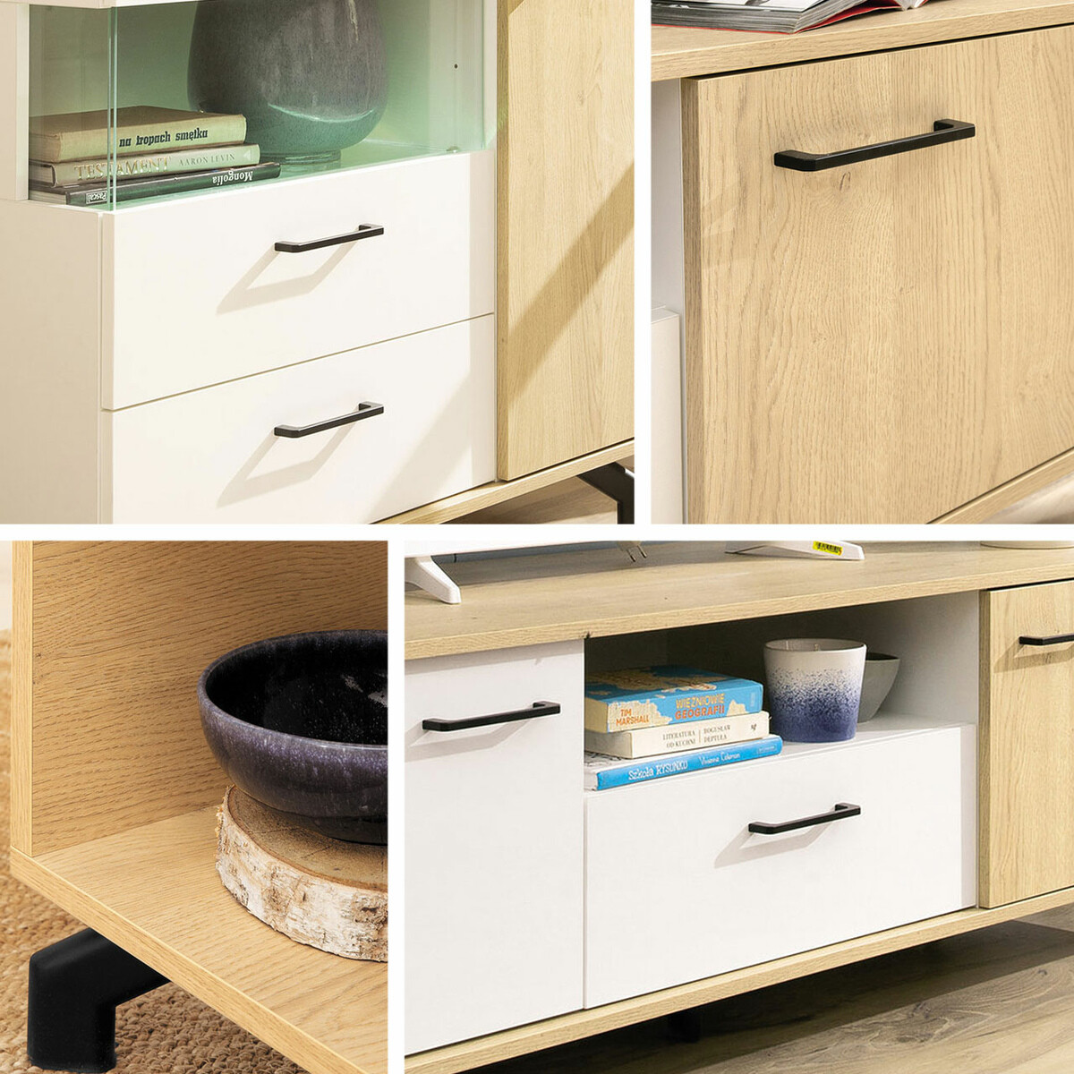 Mueble TV Omaha S107 (Blanco + Roble claro)