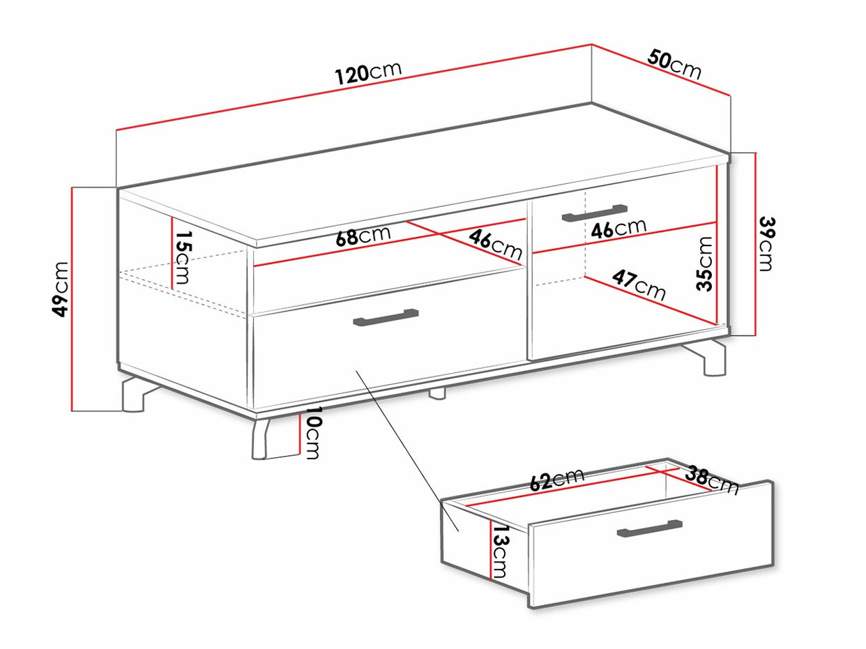 Mueble TV Omaha S107 (Negro + Roble claro)