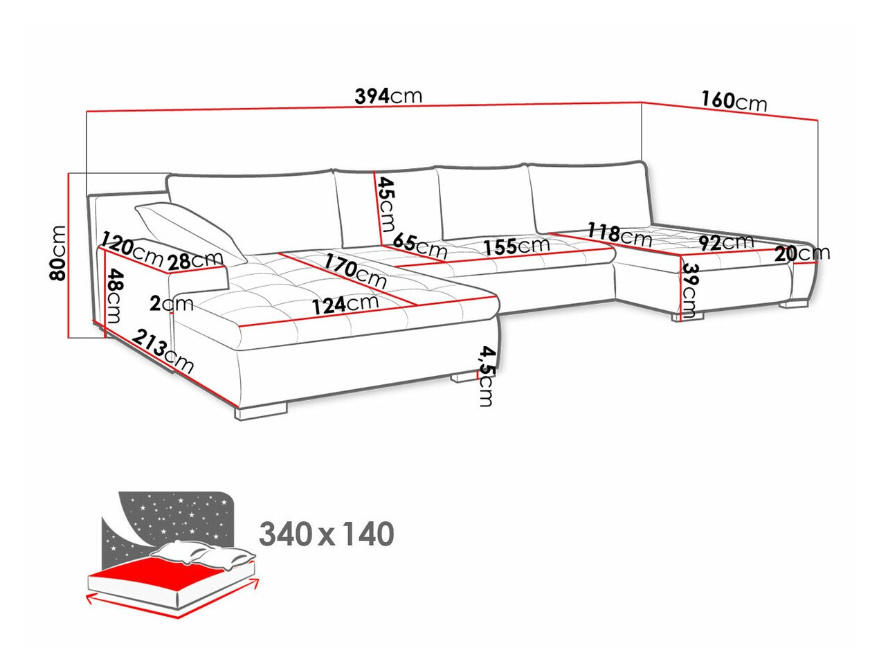 Sofá rinconero Comfivo 248 (Otusso 04 + Sorriso 04 + Otusso 04)