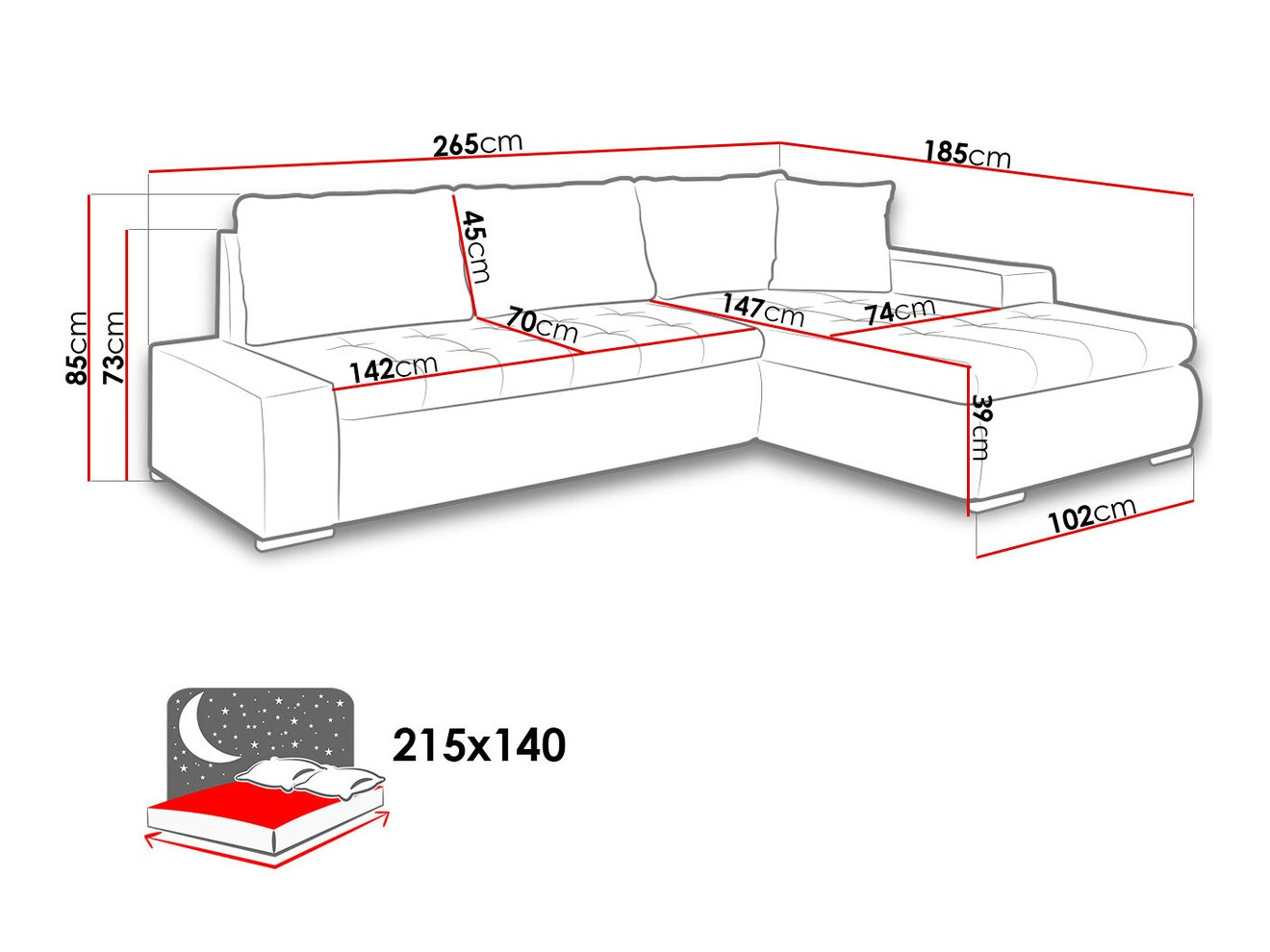 Sofá rinconero Comfivo 130