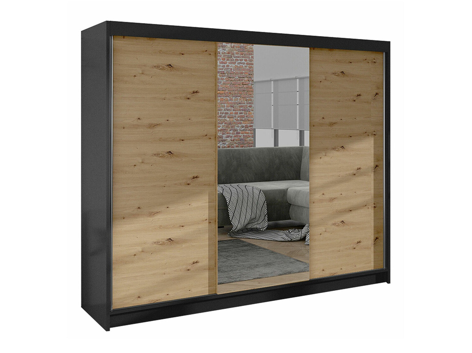 Armario Closico Durion I (Negro + Roble Artisan)