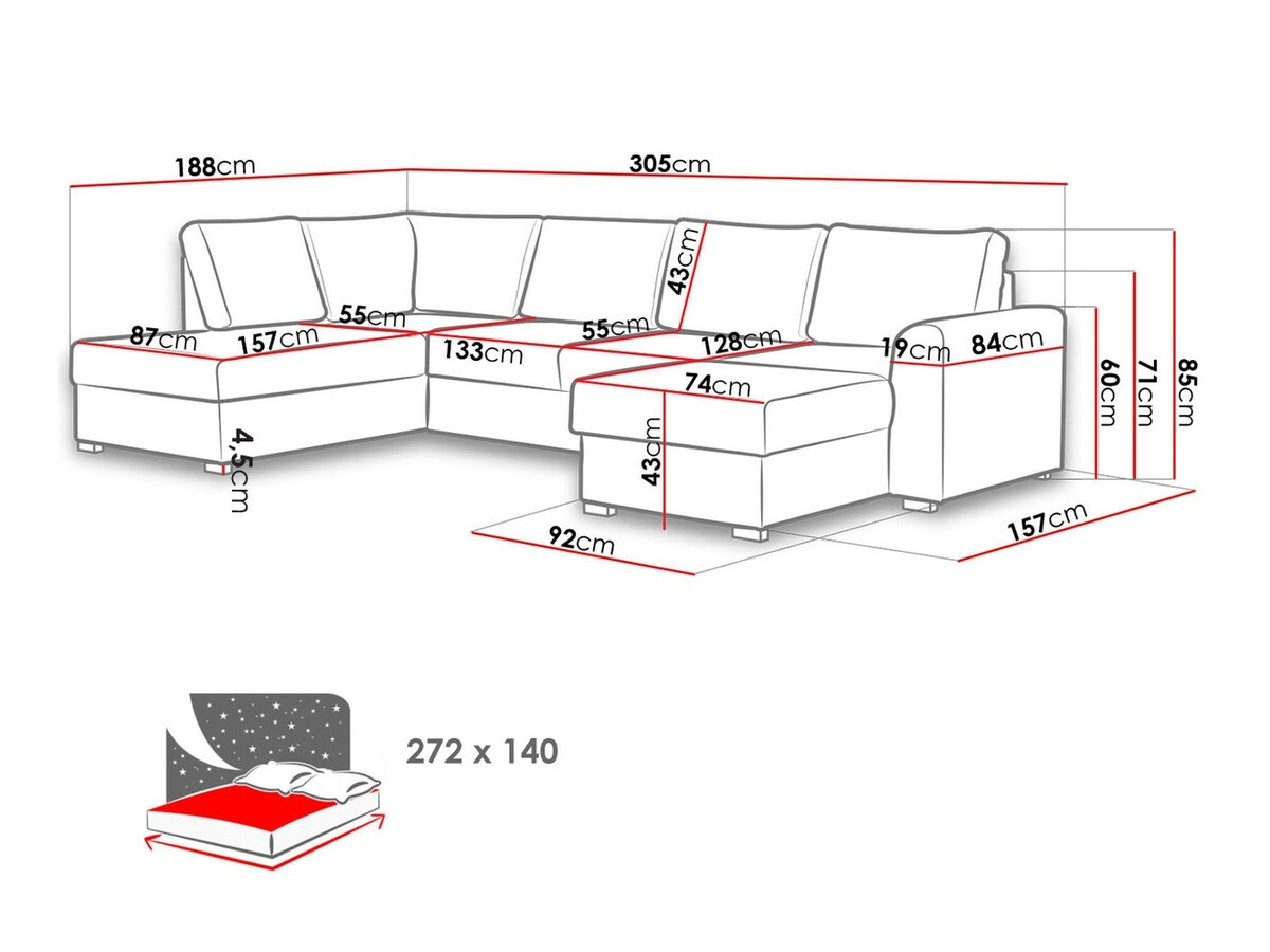 Sofá rinconero Comfivo 189 (Otusso 11 + Sorriso 8 + Modello 3)