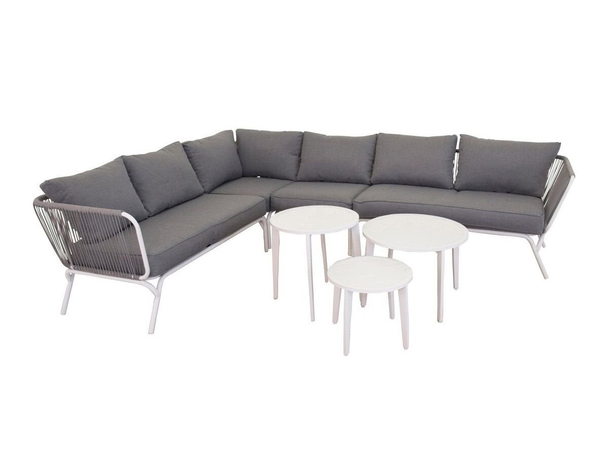 Conjunto de muebles de exterior Dallas 1084 (Gris + Blanco)