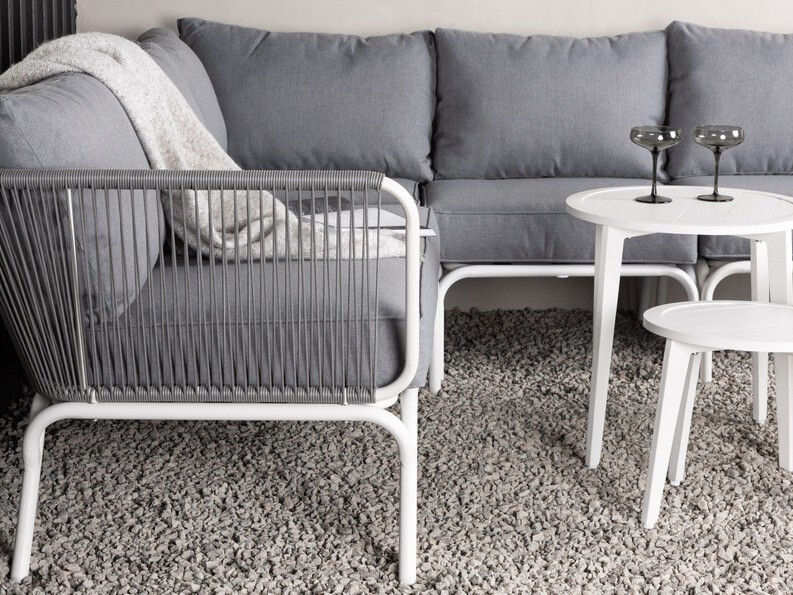 Conjunto de muebles de exterior Dallas 1084 (Gris + Blanco)