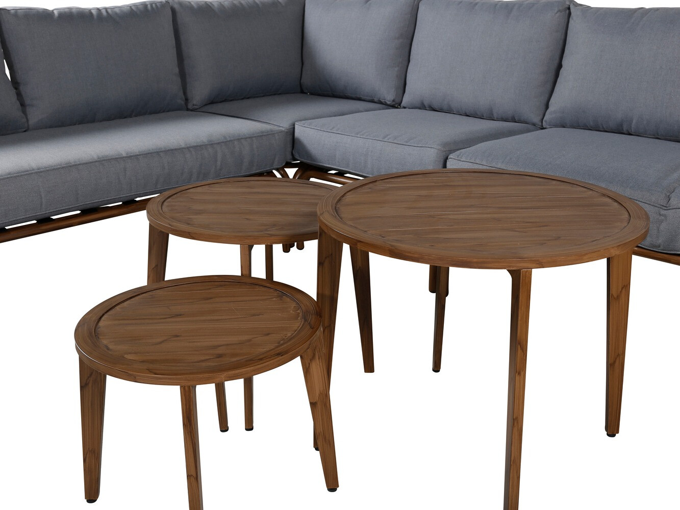 Conjunto de muebles de exterior Dallas 1084 (Gris + Madera maciza)