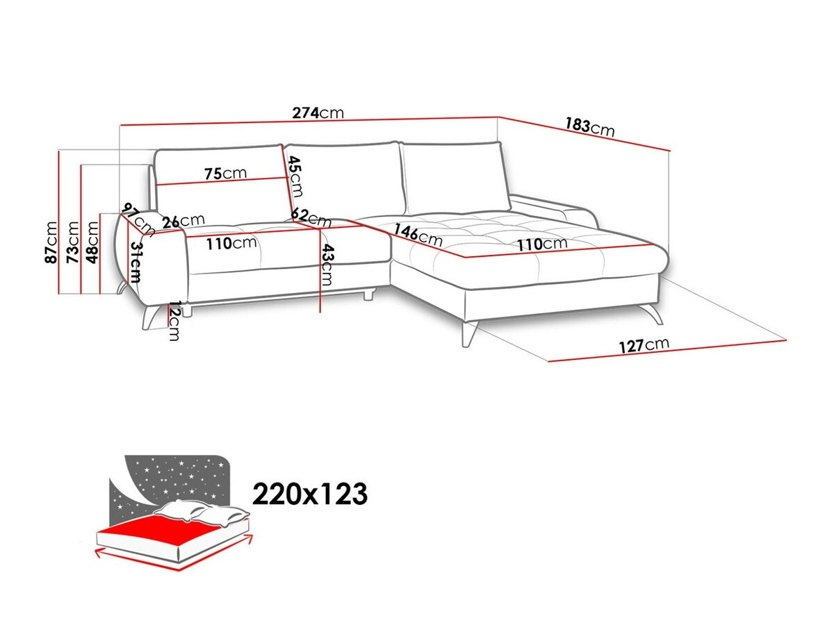 Sofá rinconero ComfiDream 110 (Sawana 05)