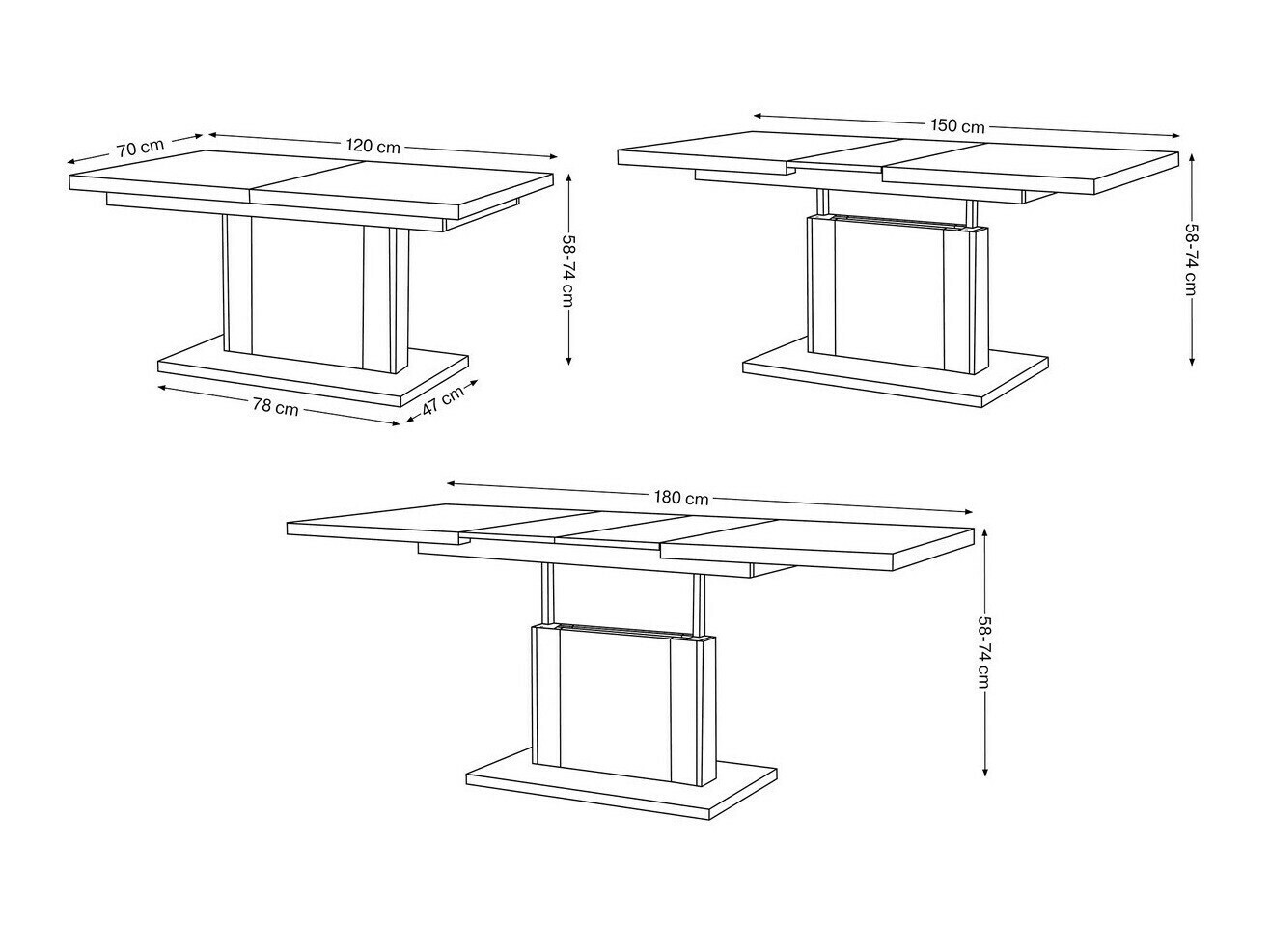 Mesa de centro convertible Glendale 103 (Roble Sonoma + Blanco)