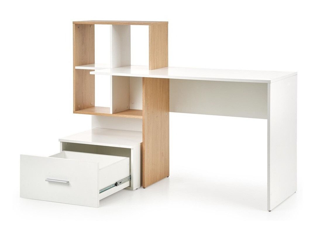 Mesa de oficina Houston 826 (Blanco + Roble dorado)